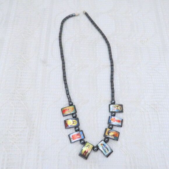 Hematite Bead Icon Necklace 18 inches for Women's Gift Stocking Stuffer - Picture 1 of 9